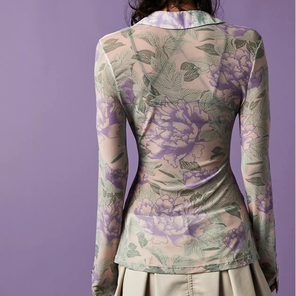 Free People Lucky Shirtee Lilac Bloom - Picture 2 of 3